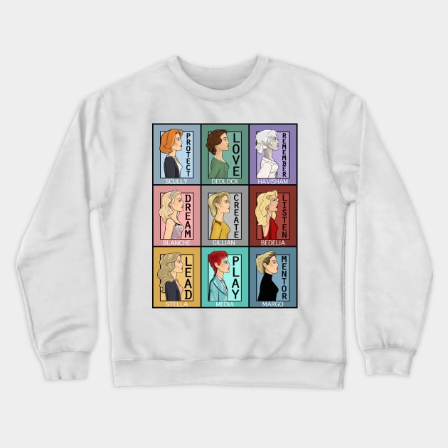 Gillian Anderson's Best Characters Crewneck Sweatshirt by Sitily